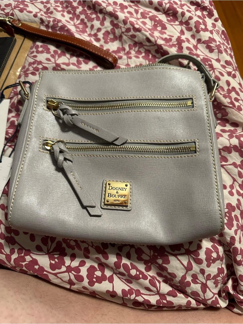 Penn State Dooney & Bourke Light Gray Crossbody with Gold Hardware
